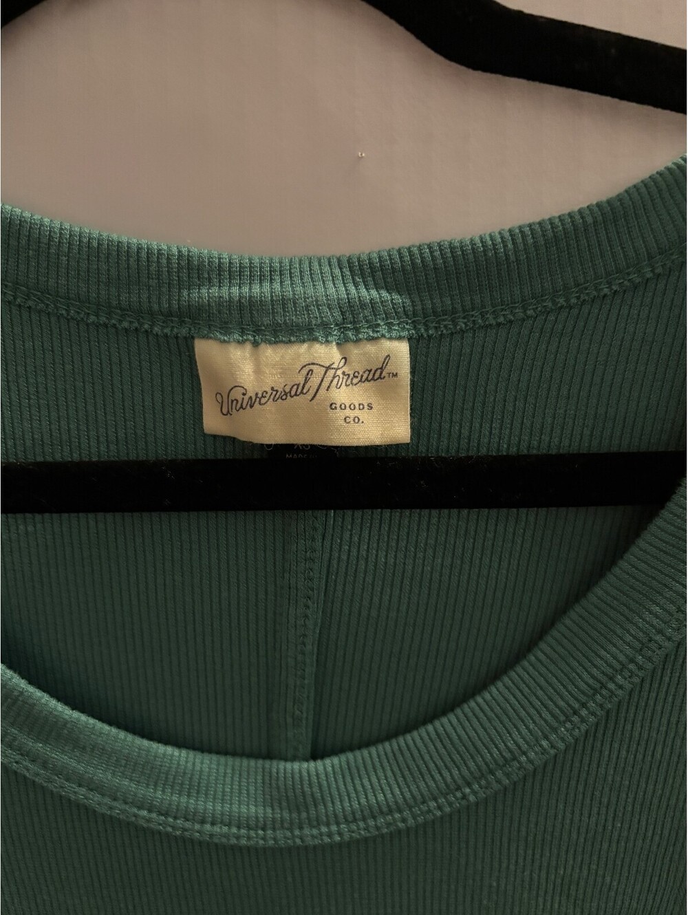 Green ribbed long sleeve crop top - Picture 3 of 6